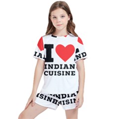 I Love Indian Cuisine Kids  Tee And Sports Shorts Set by ilovewhateva