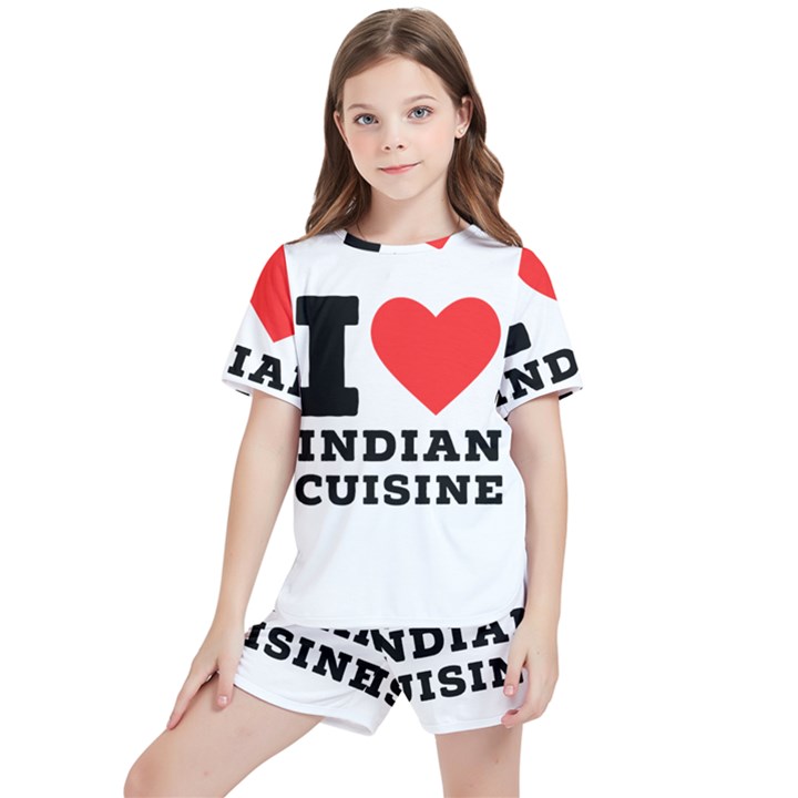 I love Indian cuisine Kids  Tee And Sports Shorts Set