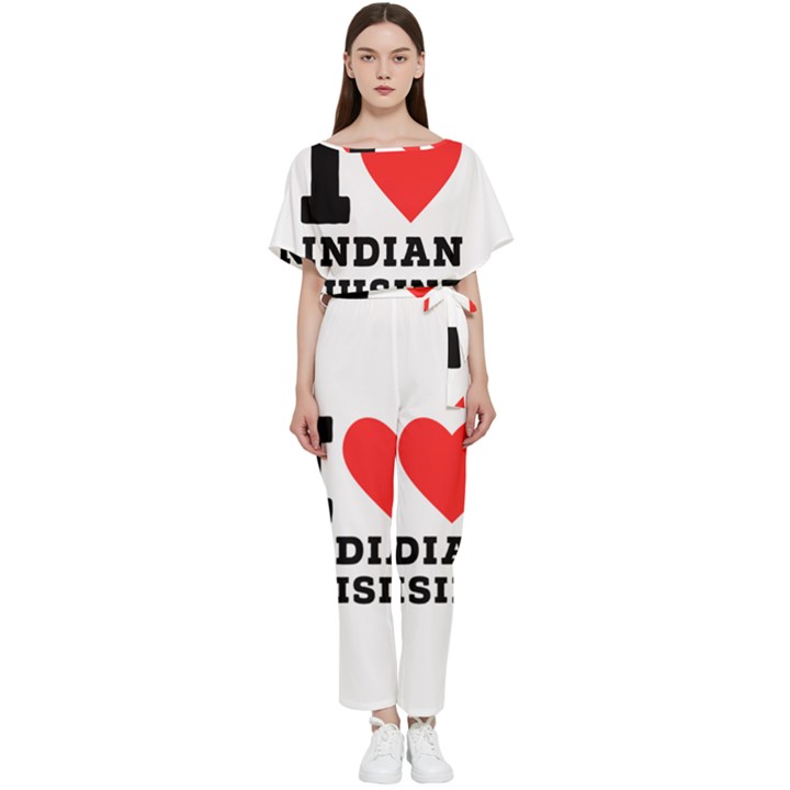 I love Indian cuisine Batwing Lightweight Chiffon Jumpsuit