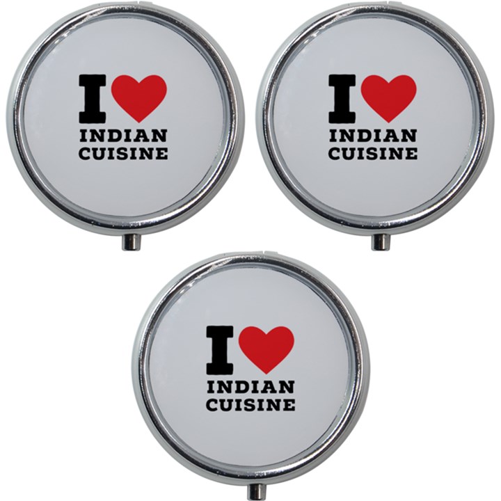 I love Indian cuisine Mini Round Pill Box (Pack of 3)