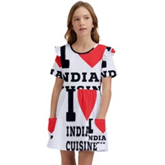 I Love Indian Cuisine Kids  Frilly Sleeves Pocket Dress by ilovewhateva