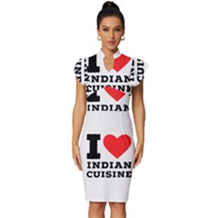 I Love Indian Cuisine Vintage Frill Sleeve V-neck Bodycon Dress by ilovewhateva