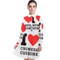 I love Chinese cuisine Long Sleeve Chiffon Shirt Dress View1