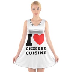 I Love Chinese Cuisine V-neck Sleeveless Dress by ilovewhateva