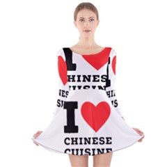 I Love Chinese Cuisine Long Sleeve Velvet Skater Dress by ilovewhateva