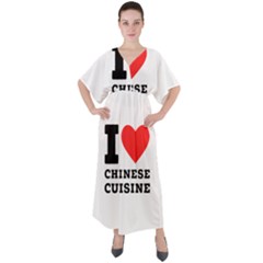 I Love Chinese Cuisine V-neck Boho Style Maxi Dress by ilovewhateva