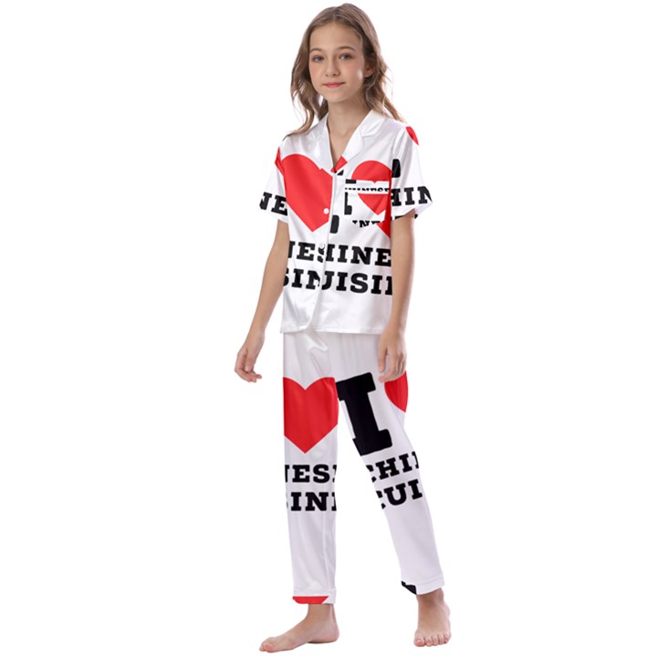 I love Chinese cuisine Kids  Satin Short Sleeve Pajamas Set