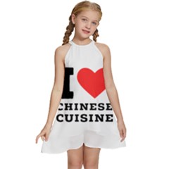 I Love Chinese Cuisine Kids  Halter Collar Waist Tie Chiffon Dress by ilovewhateva