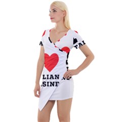 I Love Italian Cuisine Short Sleeve Asymmetric Mini Dress by ilovewhateva