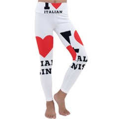 I Love Italian Cuisine Kids  Lightweight Velour Classic Yoga Leggings by ilovewhateva