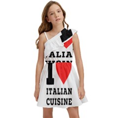 I Love Italian Cuisine Kids  One Shoulder Party Dress by ilovewhateva