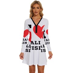 I Love Italian Cuisine Long Sleeve Deep V Mini Dress  by ilovewhateva