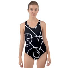 Mazipoodles In The Frame - Black White Cut-out Back One Piece Swimsuit by Mazipoodles