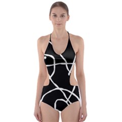 Mazipoodles In The Frame - Black White Cut-out One Piece Swimsuit by Mazipoodles