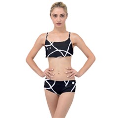 Mazipoodles In The Frame - Black White Layered Top Bikini Set by Mazipoodles