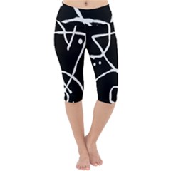 Mazipoodles In The Frame - Black White Lightweight Velour Cropped Yoga Leggings by Mazipoodles