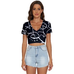 Mazipoodles In The Frame - Black White V-neck Crop Top by Mazipoodles