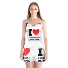 I Love Vegetarian Cuisine  Satin Pajamas Set by ilovewhateva