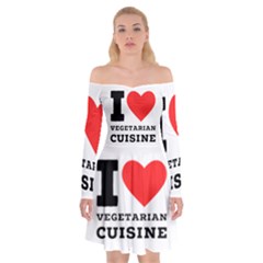 I Love Vegetarian Cuisine  Off Shoulder Skater Dress by ilovewhateva