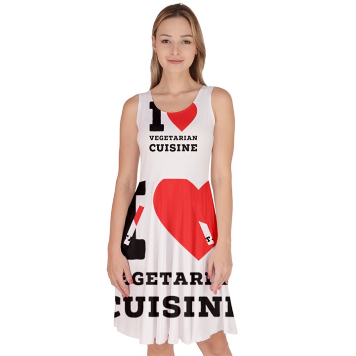 I love vegetarian cuisine  Knee Length Skater Dress With Pockets