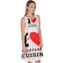 I love vegetarian cuisine  Knee Length Skater Dress With Pockets View3