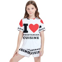 I Love Vegetarian Cuisine  Kids  Tee And Sports Shorts Set by ilovewhateva