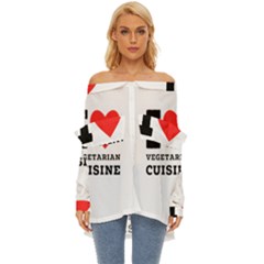 I Love Vegetarian Cuisine  Off Shoulder Chiffon Pocket Shirt by ilovewhateva