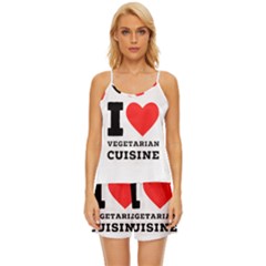 I Love Vegetarian Cuisine  Satin Pajama Short Set by ilovewhateva