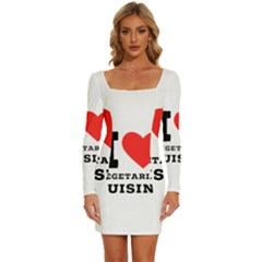 I Love Vegetarian Cuisine  Long Sleeve Square Neck Bodycon Velvet Dress by ilovewhateva