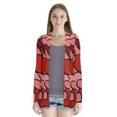 Mazipoodles In The Frame - Reds Drape Collar Cardigan by Mazipoodles