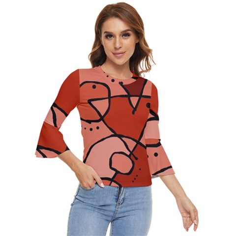 Mazipoodles In The Frame - Reds Bell Sleeve Top by Mazipoodles