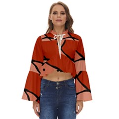 Mazipoodles In The Frame - Reds Boho Long Bell Sleeve Top by Mazipoodles