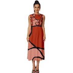 Mazipoodles In The Frame - Reds Sleeveless Round Neck Midi Dress by Mazipoodles