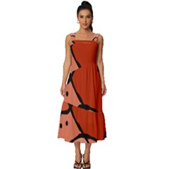 Mazipoodles In The Frame - Reds Square Neckline Tiered Midi Dress by Mazipoodles