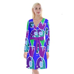 Mazipoodles In The Frame - Balanced Meal 2 Long Sleeve Velvet Front Wrap Dress by Mazipoodles