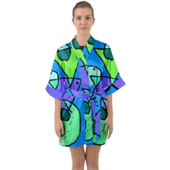 Mazipoodles In The Frame - Balanced Meal 5 Half Sleeve Satin Kimono 