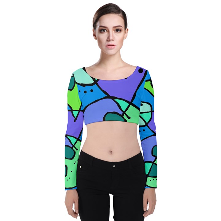 Mazipoodles In The Frame - Balanced Meal 5 Velvet Long Sleeve Crop Top