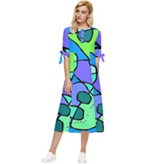 Mazipoodles In The Frame - Balanced Meal 5 Bow Sleeve Chiffon Midi Dress