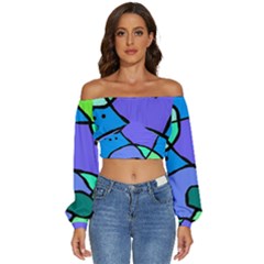 Mazipoodles In The Frame - Balanced Meal 5 Long Sleeve Crinkled Weave Crop Top by Mazipoodles