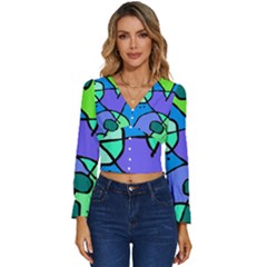 Mazipoodles In The Frame - Balanced Meal 5 Long Sleeve V-neck Top by Mazipoodles