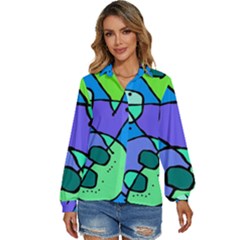 Mazipoodles In The Frame - Balanced Meal 5 Women s Long Sleeve Button Up Shirt