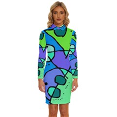 Mazipoodles In The Frame - Balanced Meal 5 Long Sleeve Shirt Collar Bodycon Dress