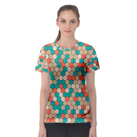 Multicolored Honeycomb Colorful Abstract Geometry Women s Sport Mesh Tee by Vaneshop