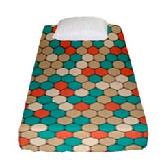 Multicolored Honeycomb Colorful Abstract Geometry Fitted Sheet (single Size) by Vaneshop