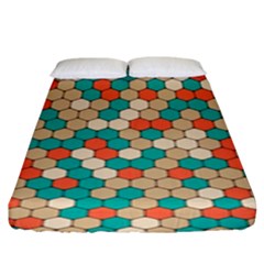 Multicolored Honeycomb Colorful Abstract Geometry Fitted Sheet (king Size) by Vaneshop