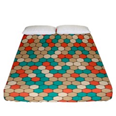 Multicolored Honeycomb Colorful Abstract Geometry Fitted Sheet (california King Size) by Vaneshop