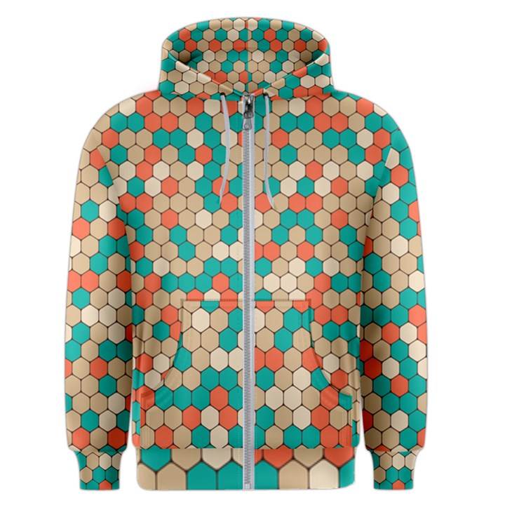 Multicolored Honeycomb Colorful Abstract Geometry Men s Zipper Hoodie