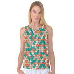 Multicolored Honeycomb Colorful Abstract Geometry Women s Basketball Tank Top by Vaneshop