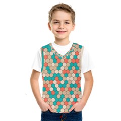 Multicolored Honeycomb Colorful Abstract Geometry Kids  Basketball Tank Top by Vaneshop