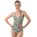 Multicolored Honeycomb Colorful Abstract Geometry Halter Cut-Out One Piece Swimsuit View1